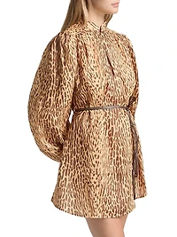 Cascadian Leopard Linen Tunic Dress