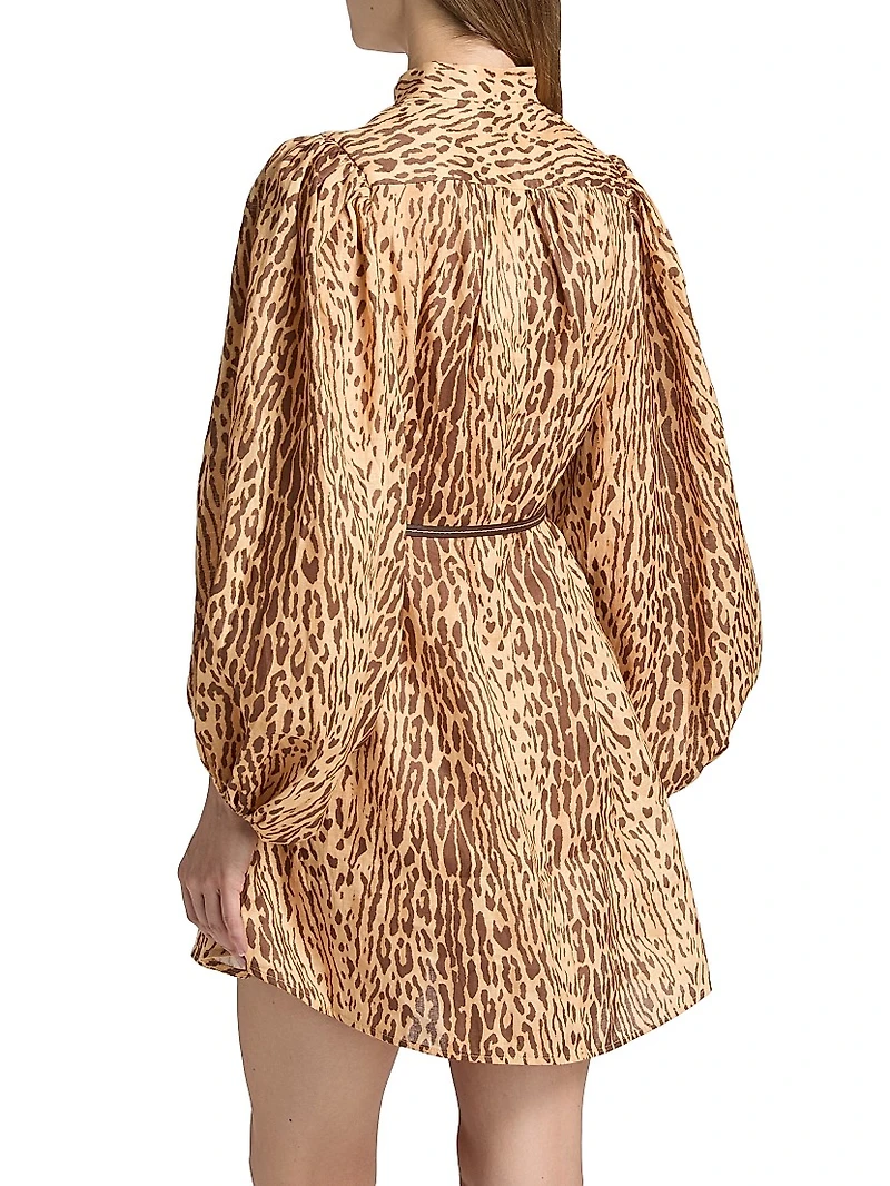Cascadian Leopard Linen Tunic Dress