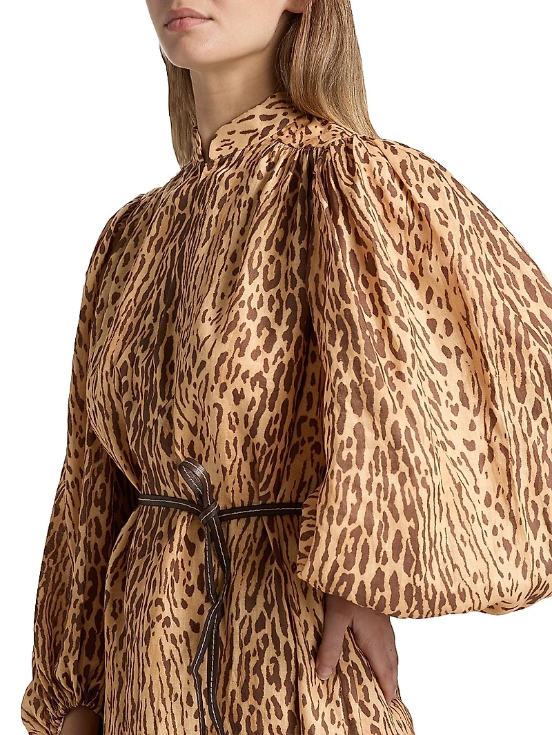 Cascadian Leopard Linen Tunic Dress