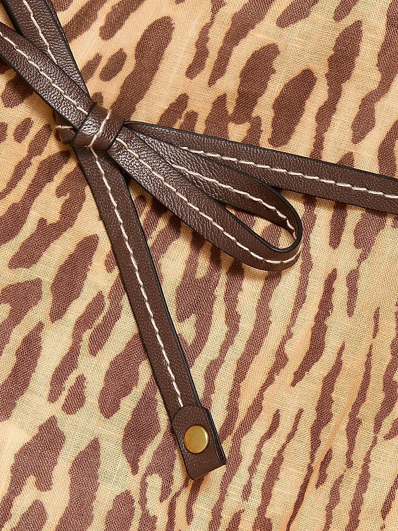 Cascadian Leopard Linen Tunic Dress