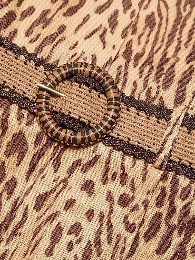 Cascadian Leopard Linen Halterneck Romper