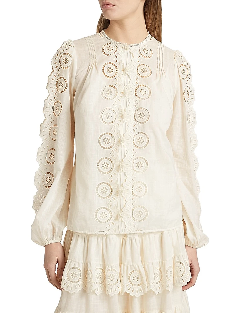Lucky Embroidered Cotton Blouse