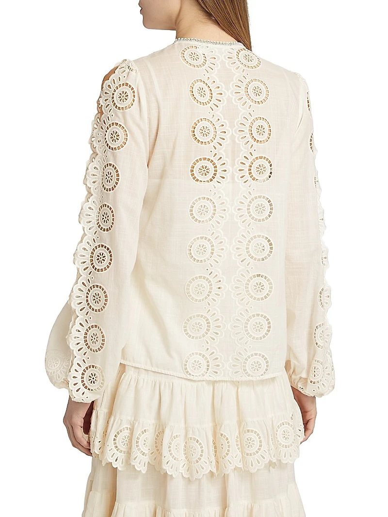 Lucky Embroidered Cotton Blouse