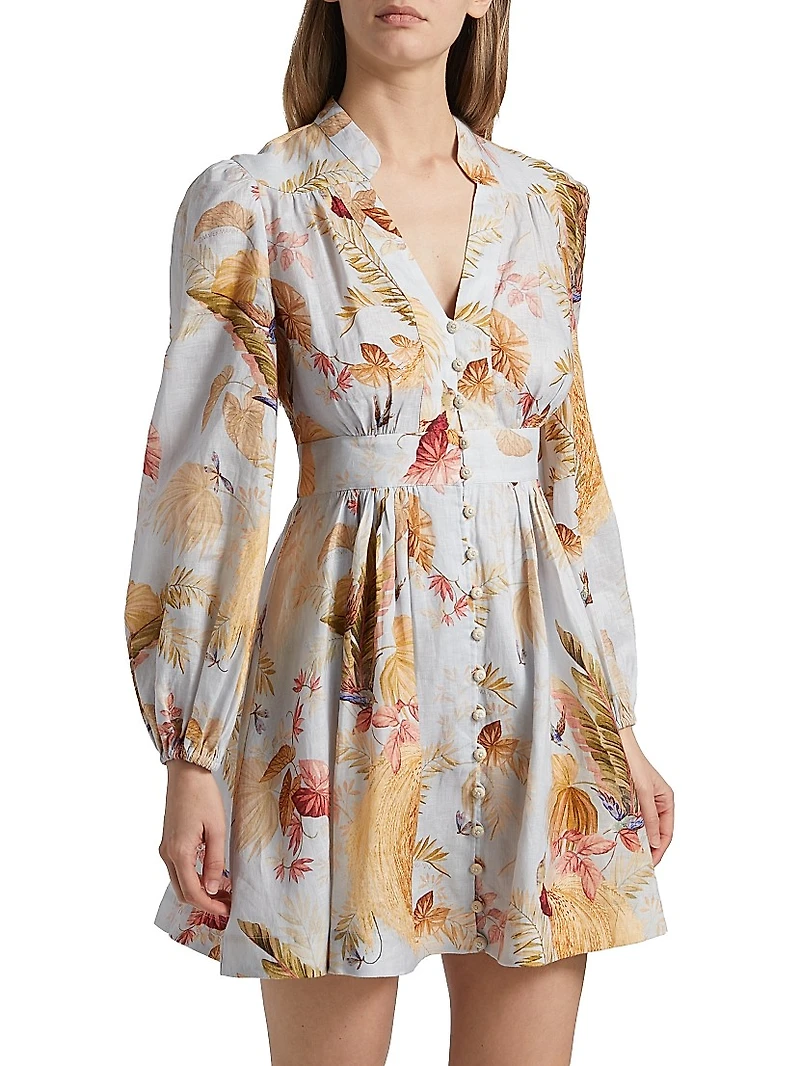 Ascension Plunge Linen Minidress