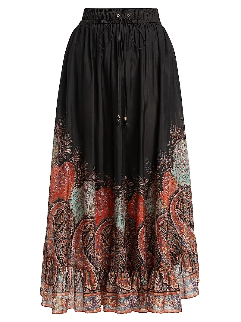 Rhiannon Ruffled Printed Maxi Skirt