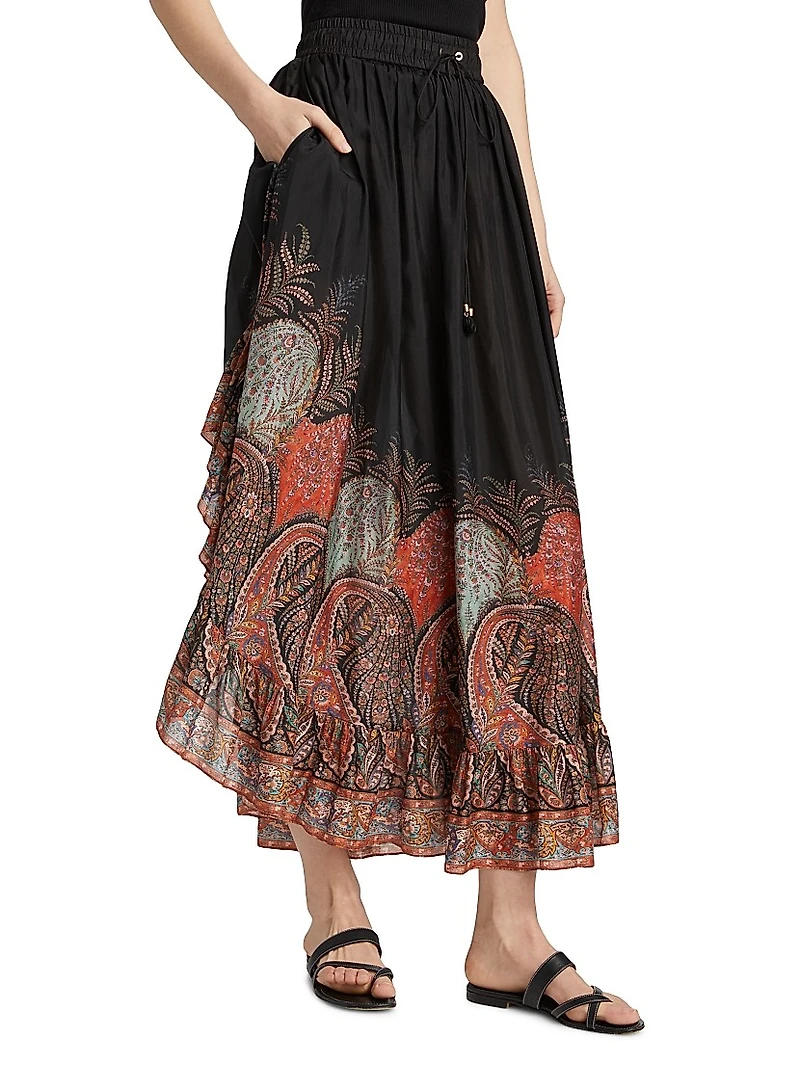 Rhiannon Ruffled Printed Maxi Skirt