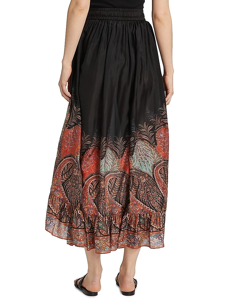 Rhiannon Ruffled Printed Maxi Skirt