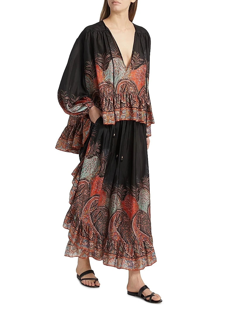 Rhiannon Ruffled Printed Maxi Skirt