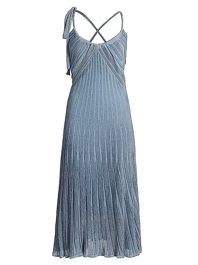 Cascadian Ribbed Metallic Midi-Dress