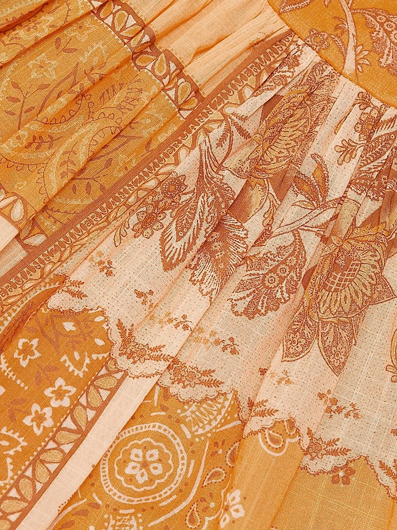 Lucky Printed Cotton Corset Midi-Dress