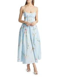 Lucky Picnic Floral Linen Maxi Dress