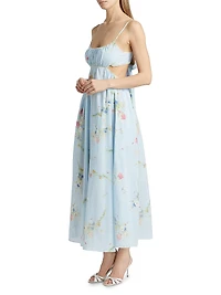 Lucky Picnic Floral Linen Maxi Dress