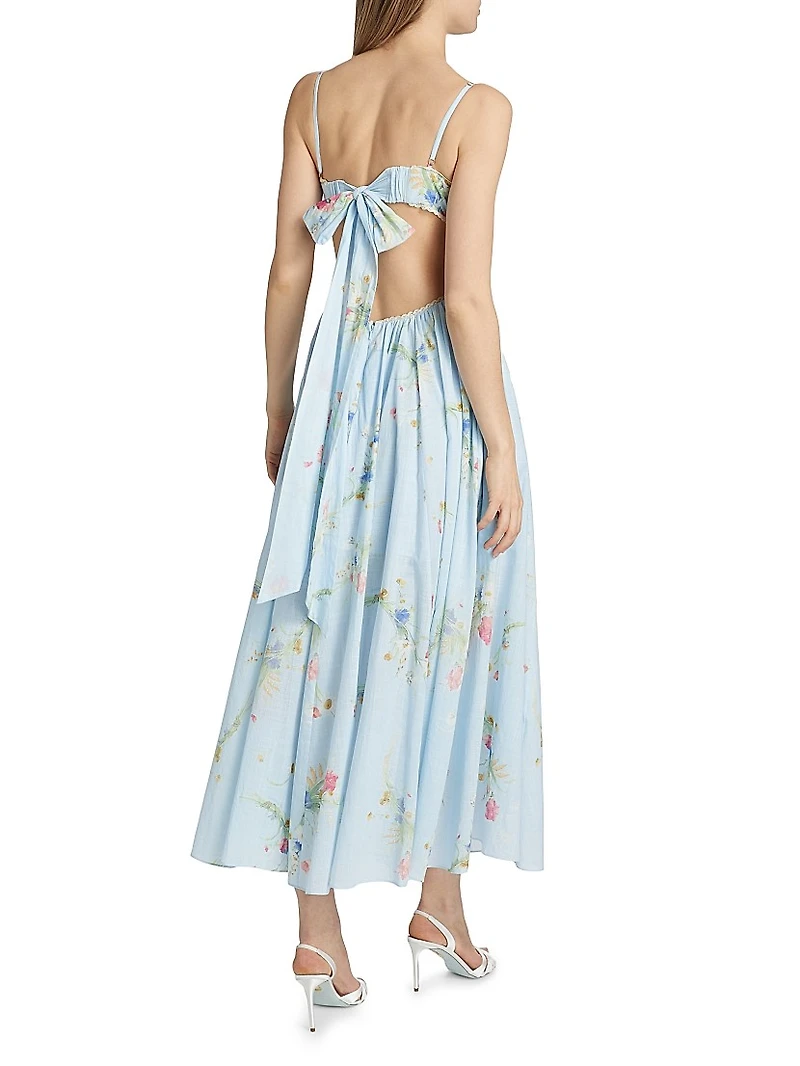Lucky Picnic Floral Linen Maxi Dress