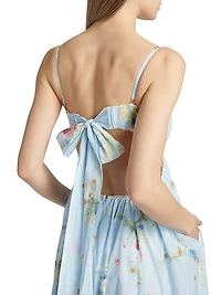 Lucky Picnic Floral Linen Maxi Dress