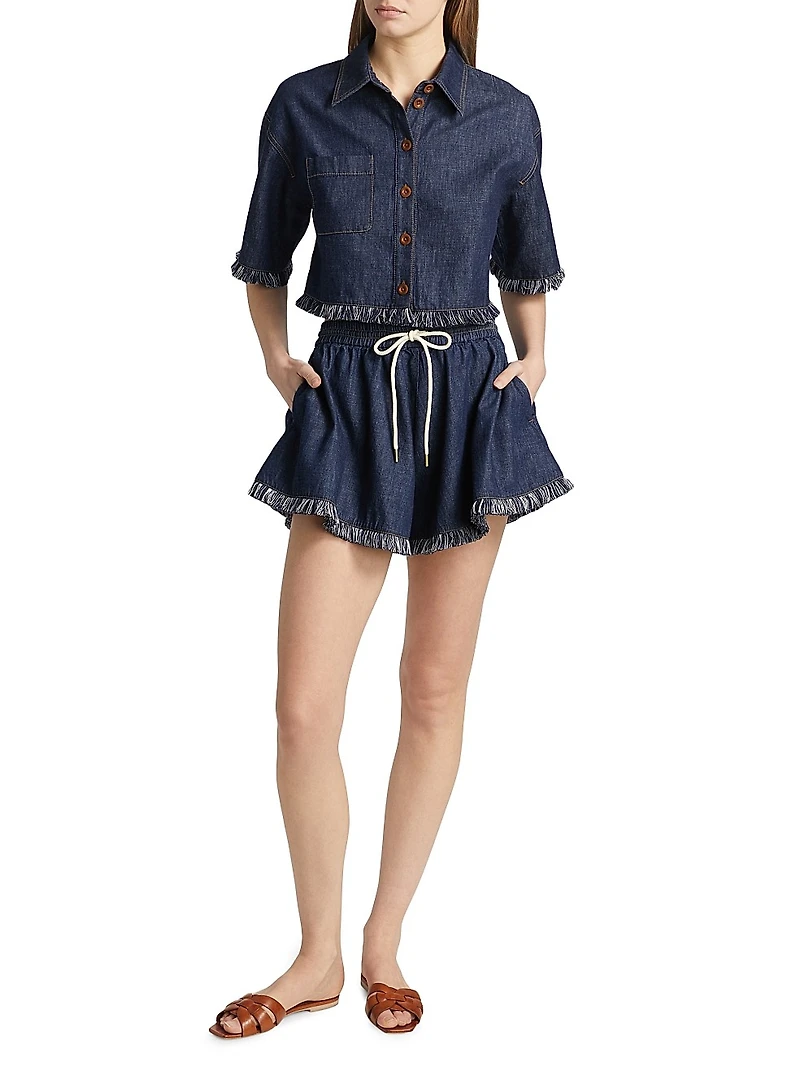 Rhiannon Fringed Denim Shorts