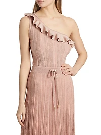 Lucky Metallic Frill One-Shoulder Tank