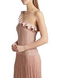 Lucky Metallic Frill One-Shoulder Tank