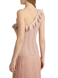 Lucky Metallic Frill One-Shoulder Tank