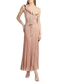 Lucky Metallic Frill One-Shoulder Tank