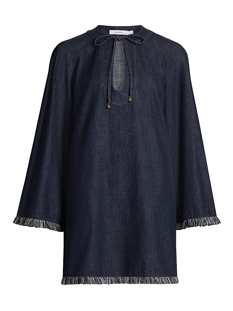 Rhiannon Fringe Denim Minidress