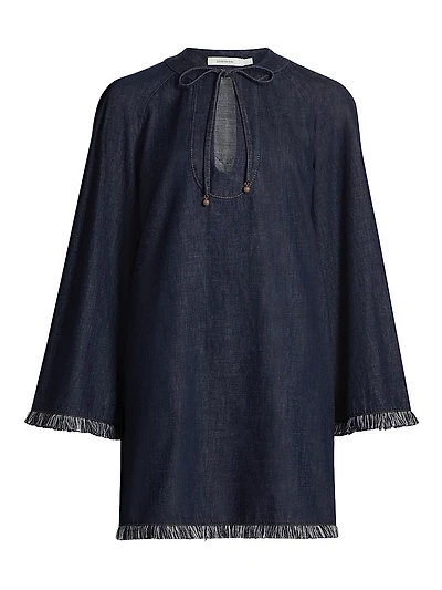 Rhiannon Fringe Denim Minidress