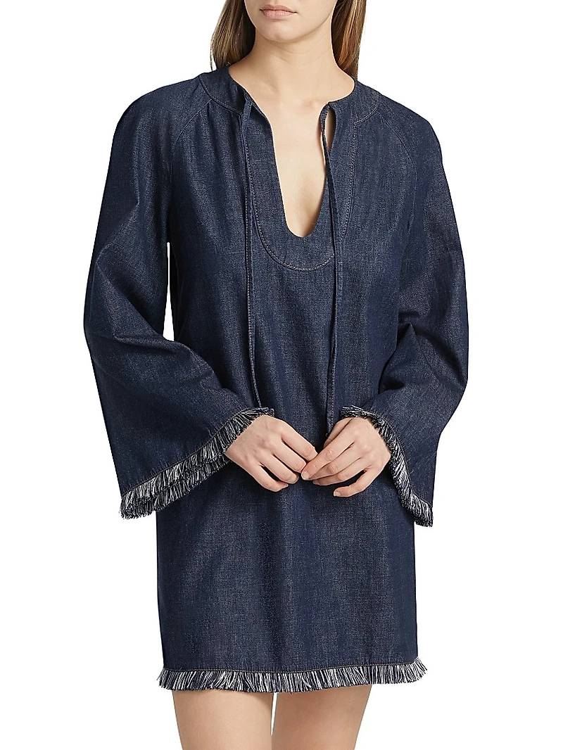 Rhiannon Fringe Denim Minidress