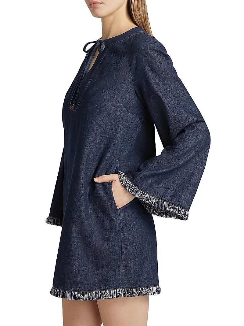 Rhiannon Fringe Denim Minidress