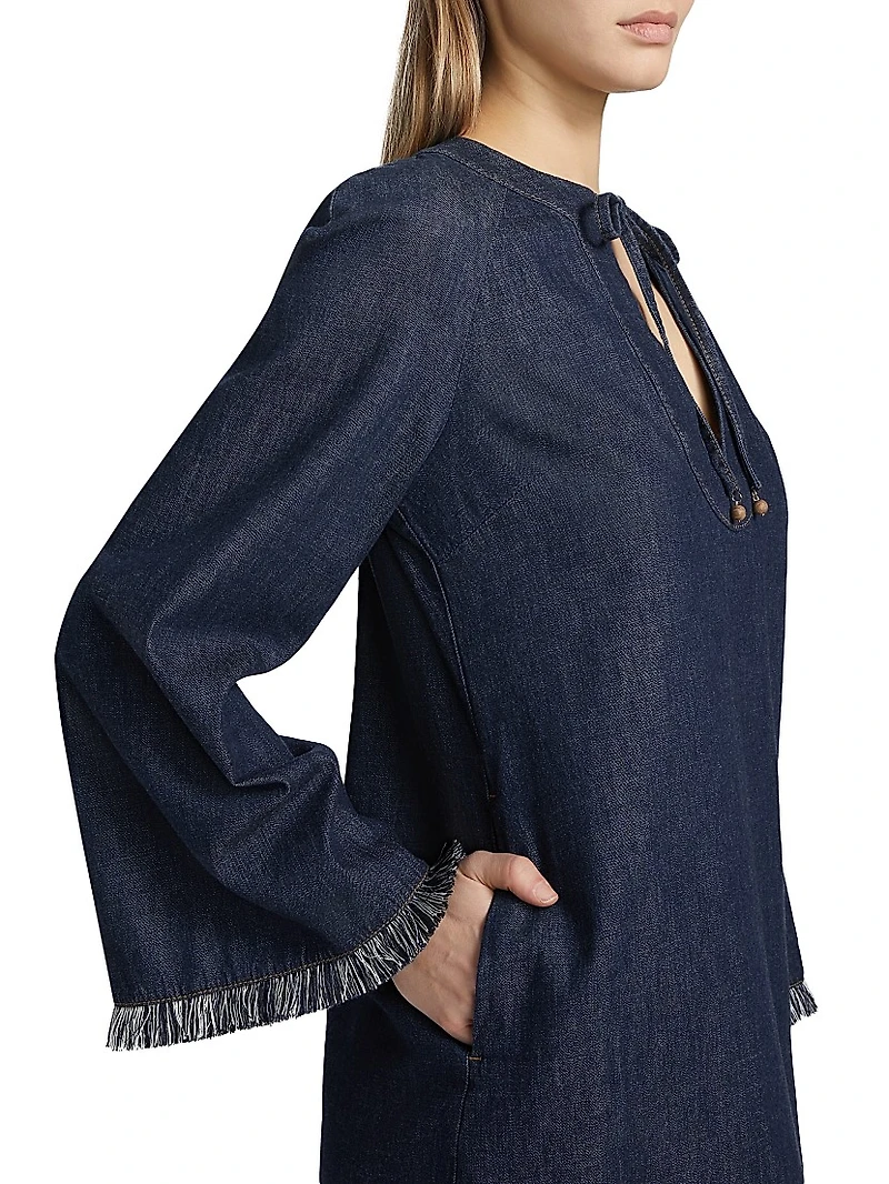 Rhiannon Fringe Denim Minidress