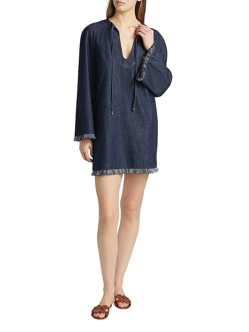 Rhiannon Fringe Denim Minidress