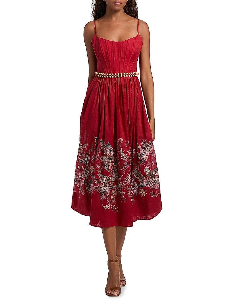 Rhiannon Floral Corset Midi-Dress