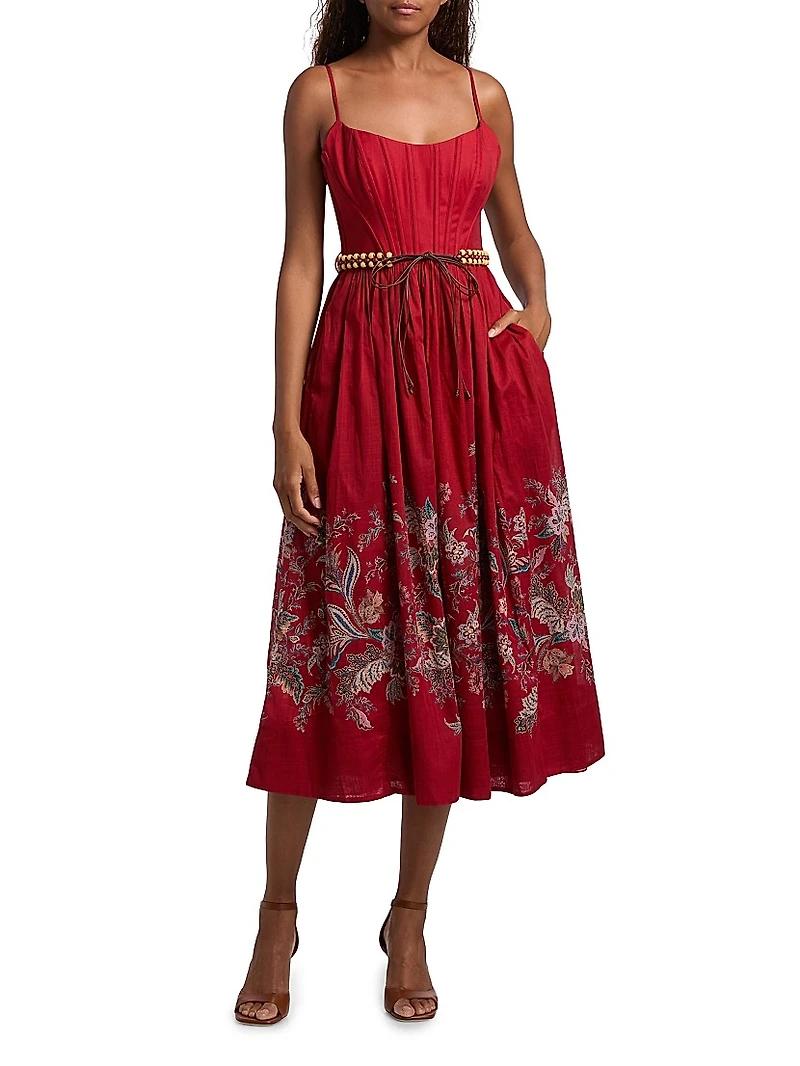 Rhiannon Floral Corset Midi-Dress