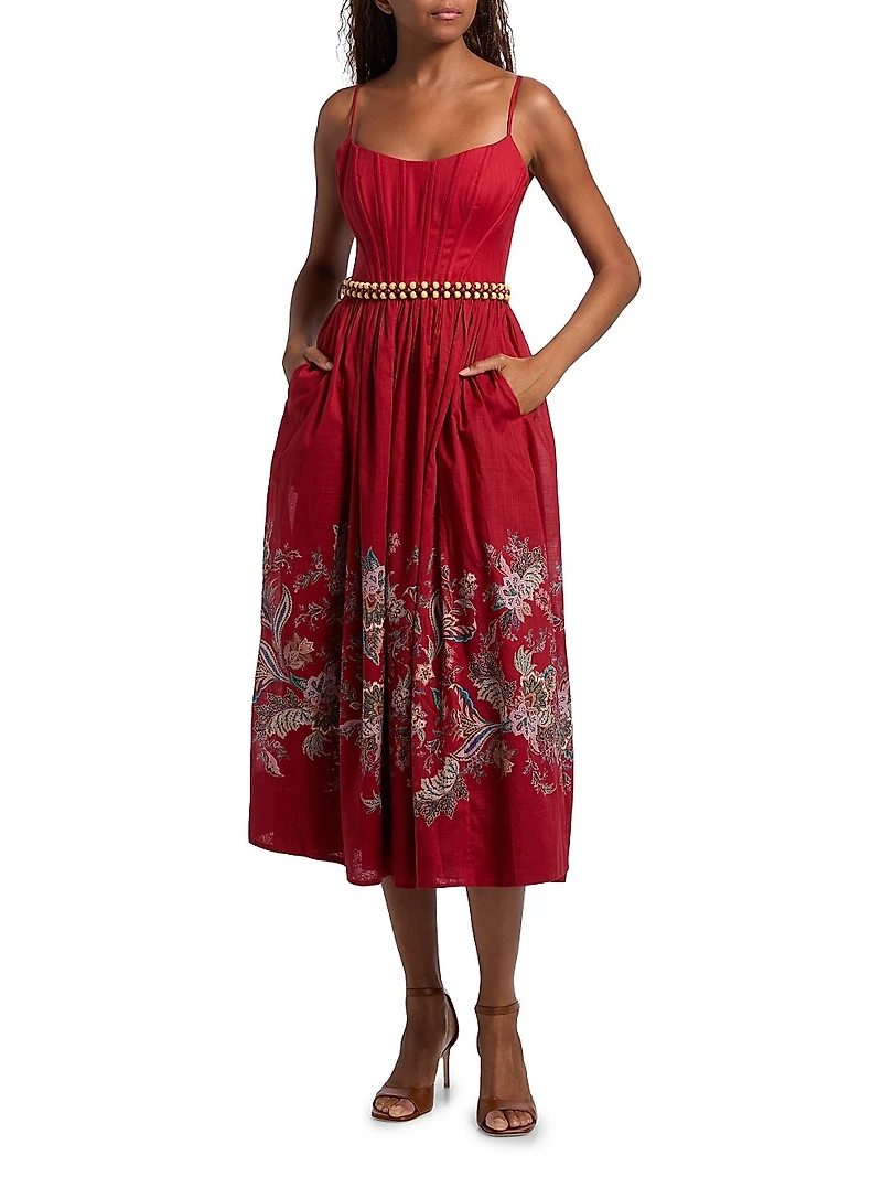 Rhiannon Floral Corset Midi-Dress