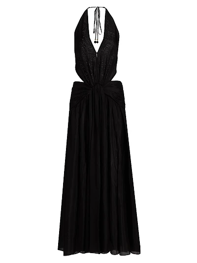 Rhiannon Plunge Halter Maxi Dress