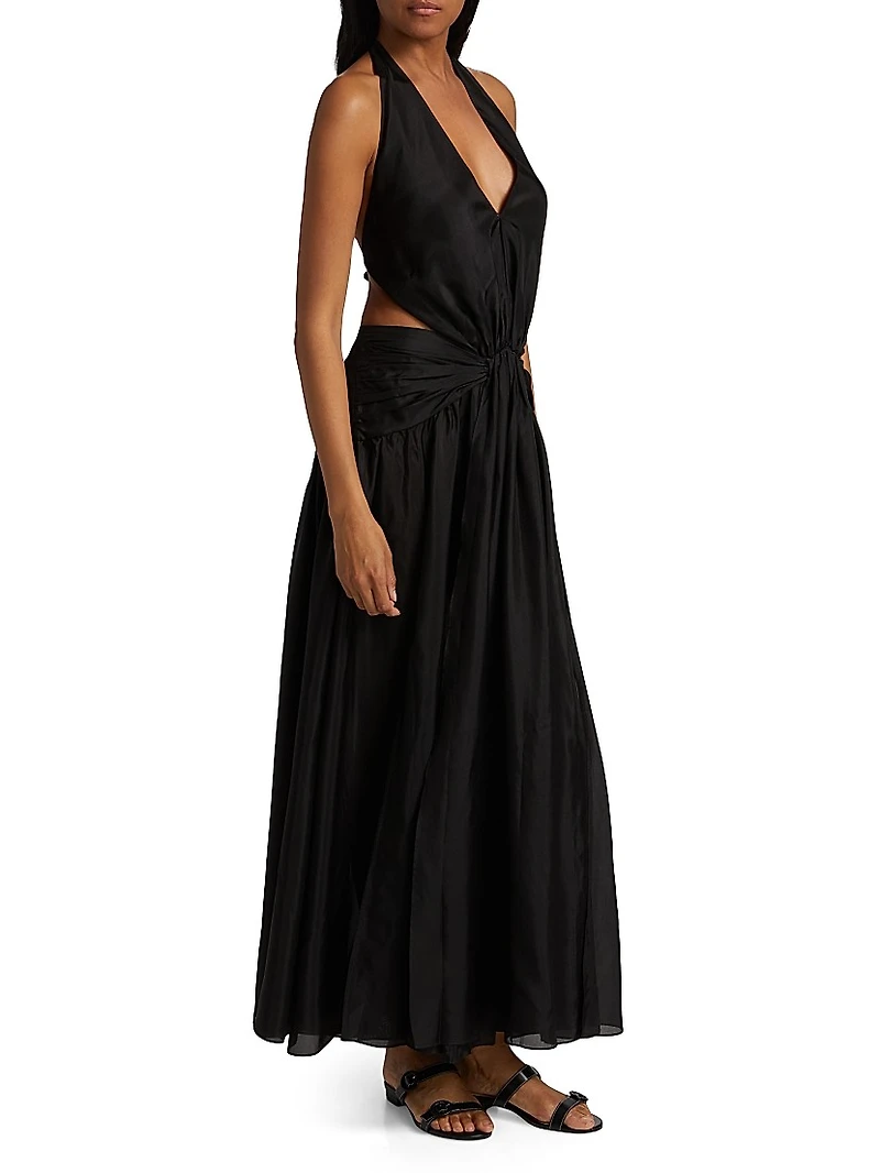 Rhiannon Plunge Halter Maxi Dress