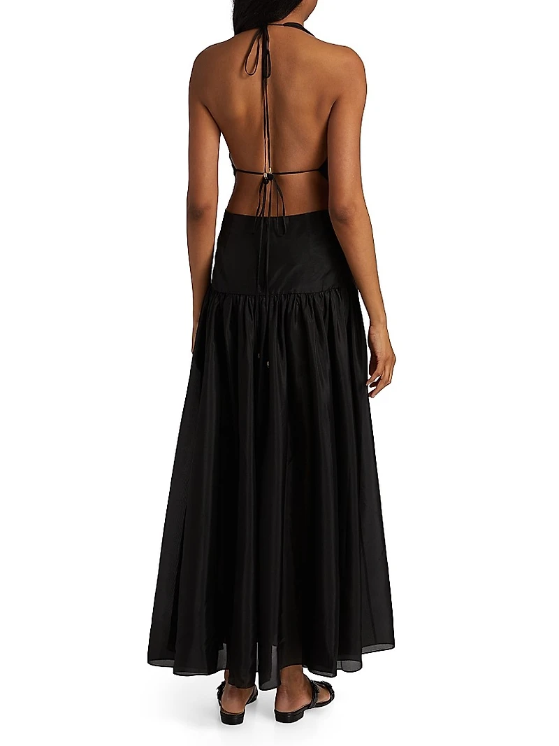Rhiannon Plunge Halter Maxi Dress