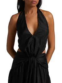 Rhiannon Plunge Halter Maxi Dress