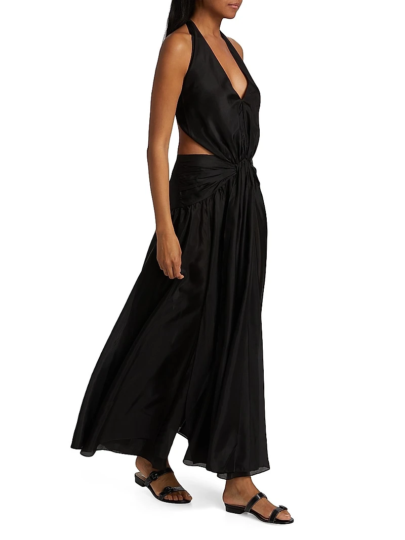Rhiannon Plunge Halter Maxi Dress