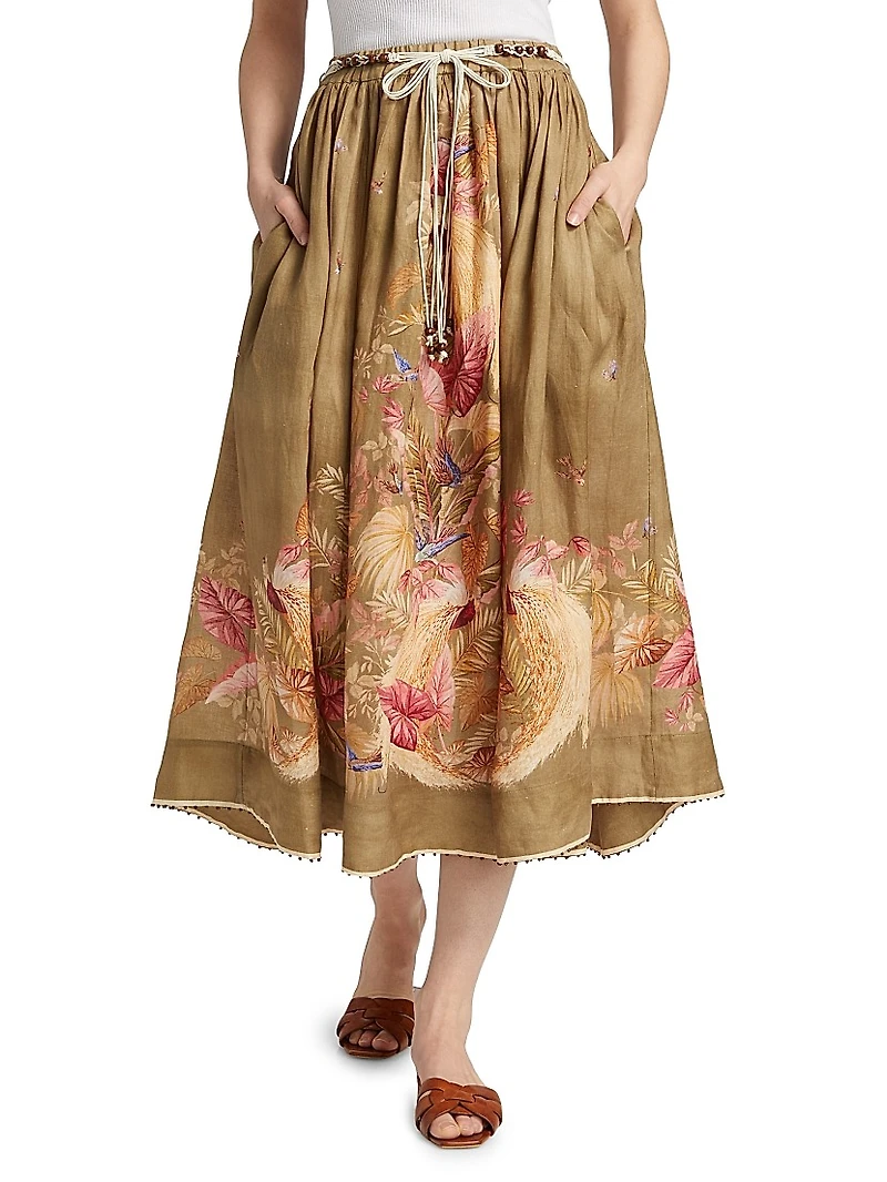 Ascension Linen Midi-Skirt
