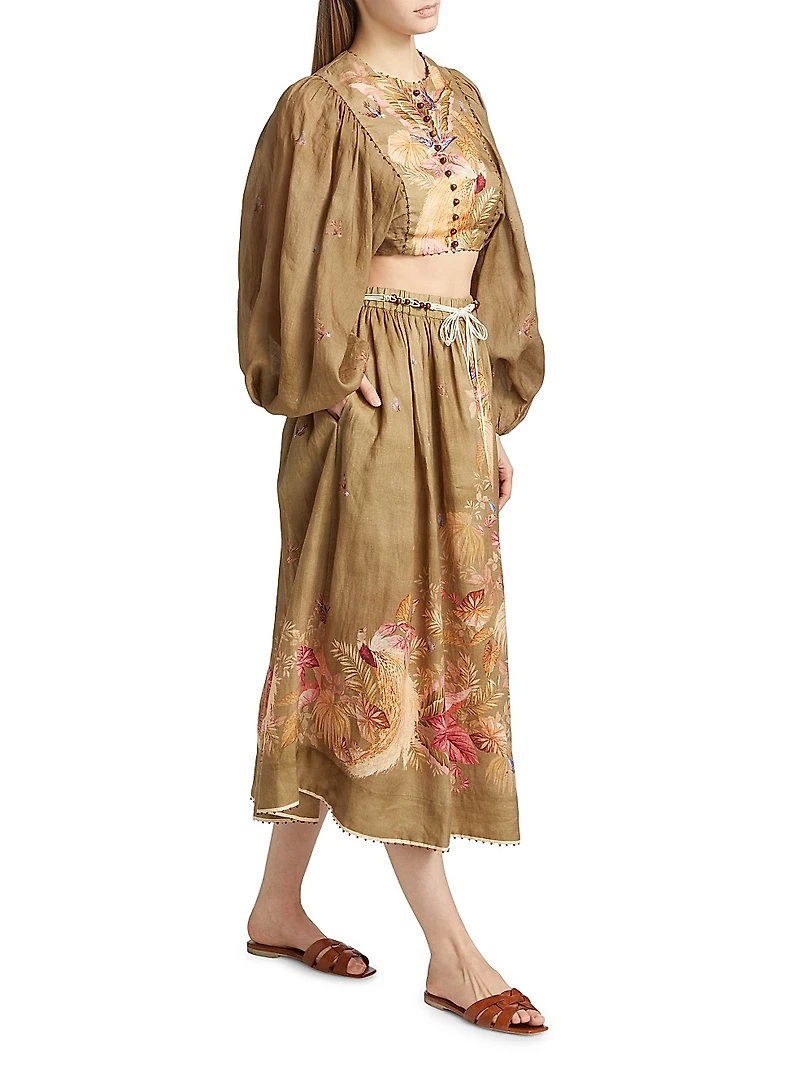 Ascension Linen Midi-Skirt