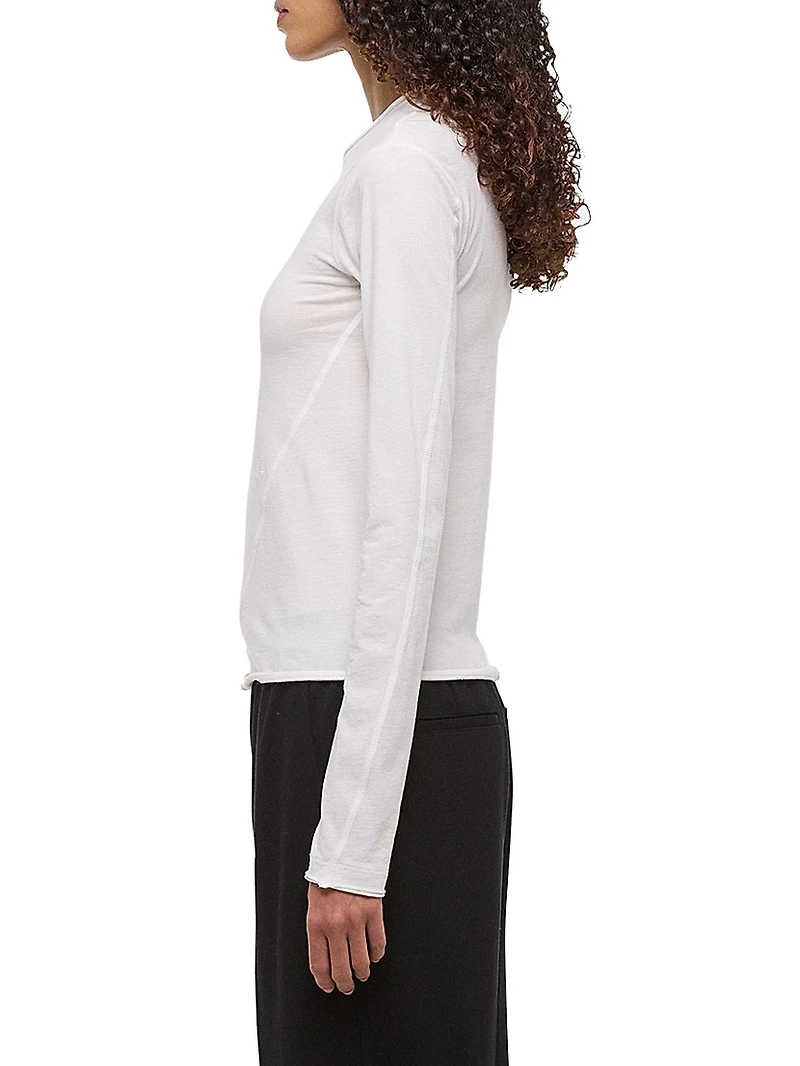 Twisted Long-Sleeve Crewneck Top