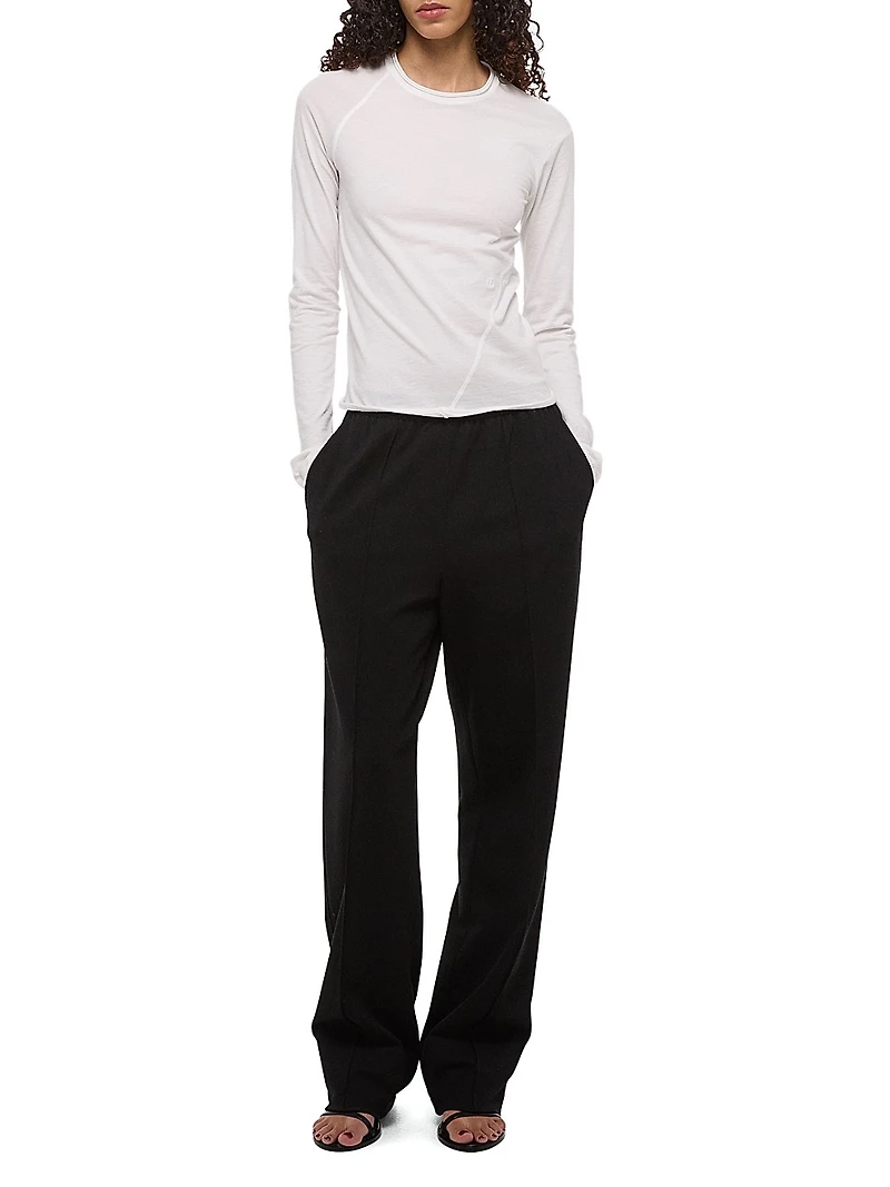 Twisted Long-Sleeve Crewneck Top