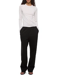 Twisted Long-Sleeve Crewneck Top