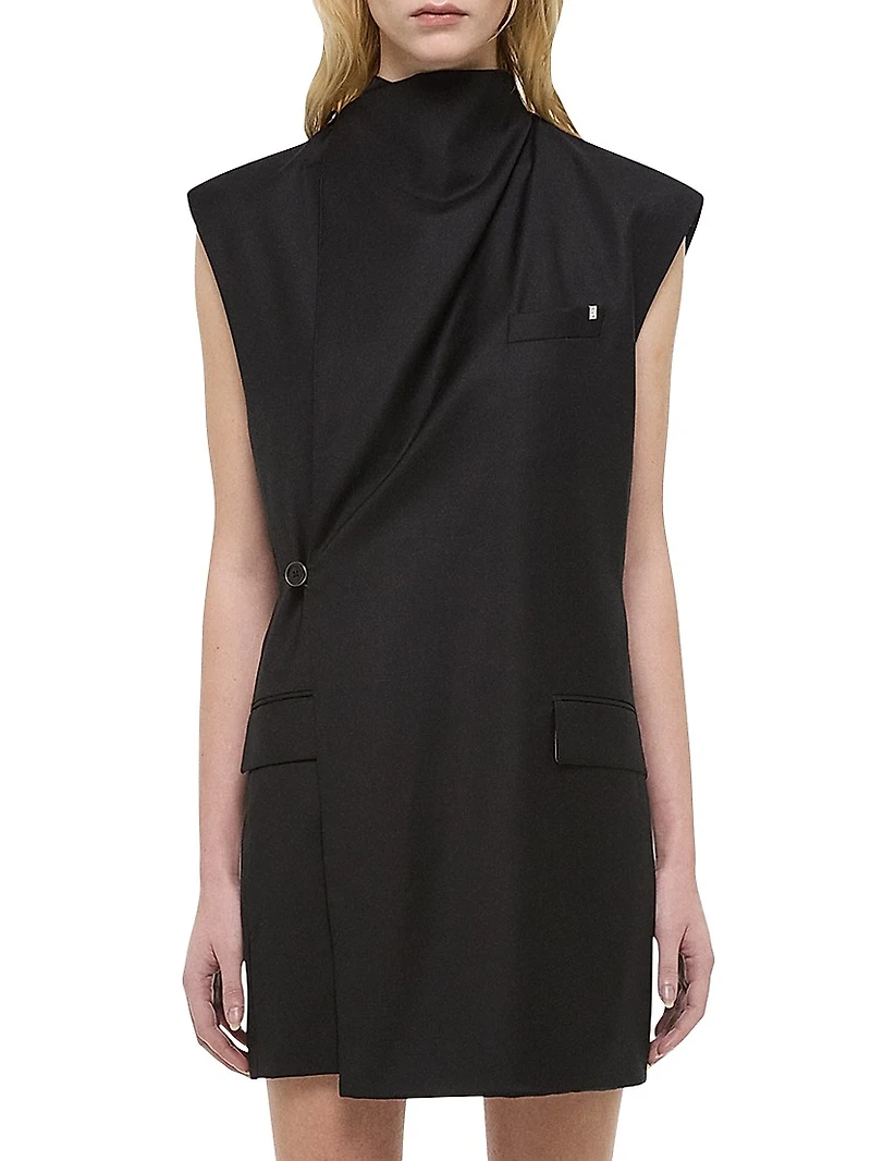 Cowl Neck Sleeveless Blazer Minidress