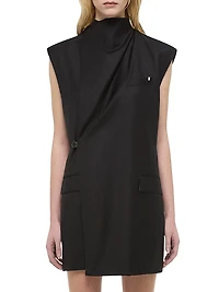 Cowl Neck Sleeveless Blazer Minidress