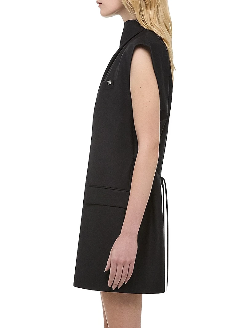 Cowl Neck Sleeveless Blazer Minidress