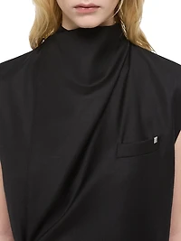 Cowl Neck Sleeveless Blazer Minidress