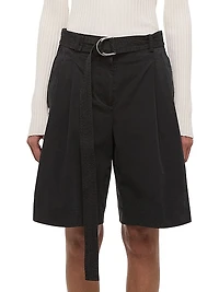 Pleated Denim Shorts