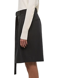 Pleated Denim Shorts