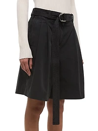 Pleated Denim Shorts