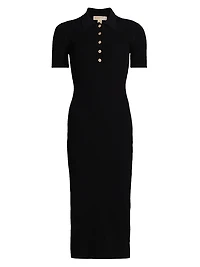 Core Polo Rib-Knit Midi-Dress